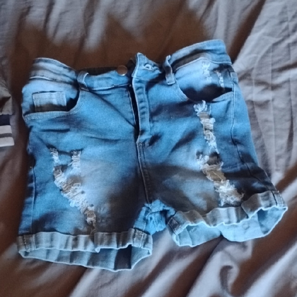 Distressed Denim Shorts